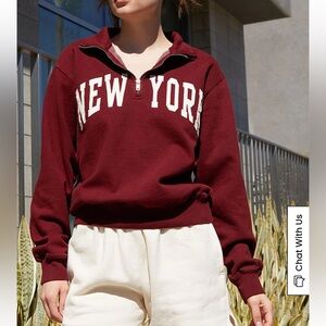 John Galt Burgundy New York Half Zip Sweatshirt